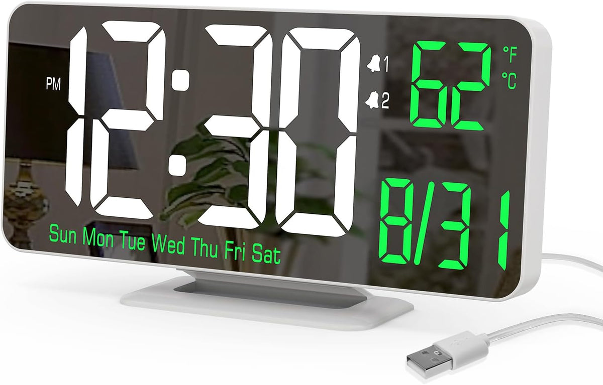 Large LED Digital Clock – Temperature & Calendar Display